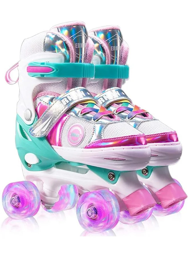 LENND Adjustable Roller Skates for Kids Premium Inline Skating Gear (Pink, Small) aalkl