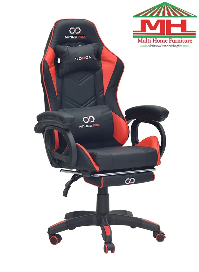 Multi Home Furniture Executive Gaming Chair with Reclining Backrest and Footrest (Red/Black) uv804