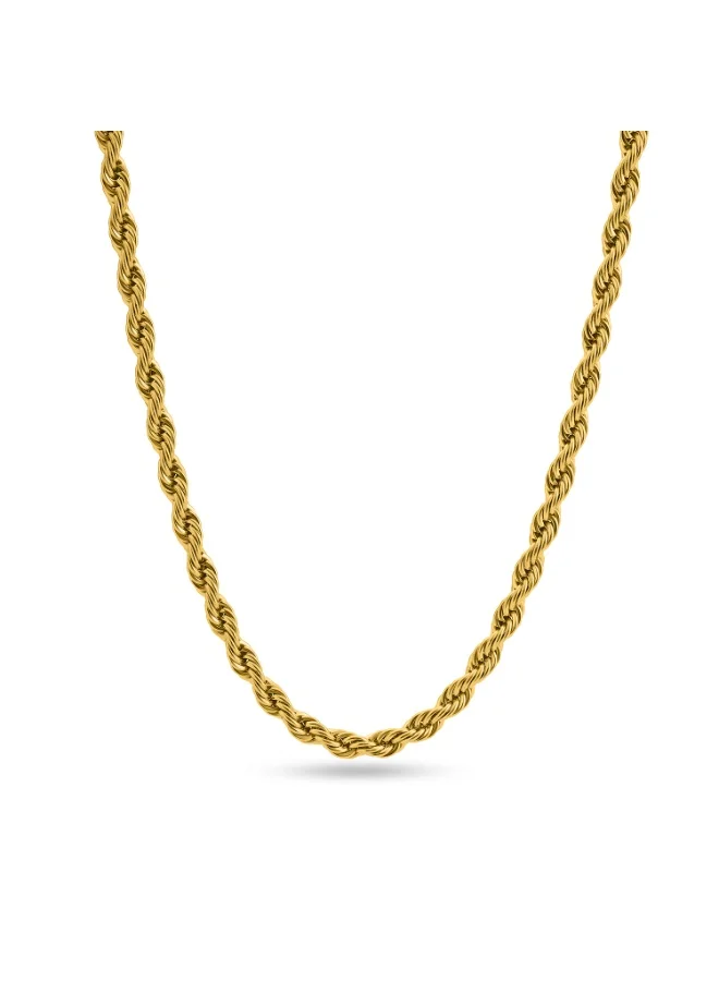 Premium 18k Gold Tone Plated Rope Chain Necklace for Men (6 mm Width, Gold) rpi32
