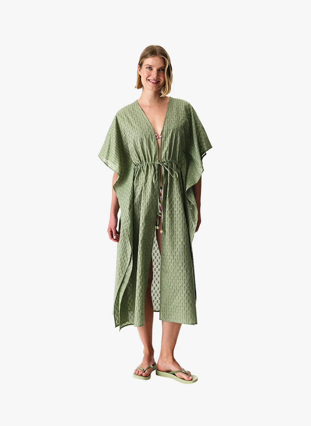 Penti Women Green Kimono Lightweight Elegant Cover-Up for Beach and Resort (One Size) o77nu