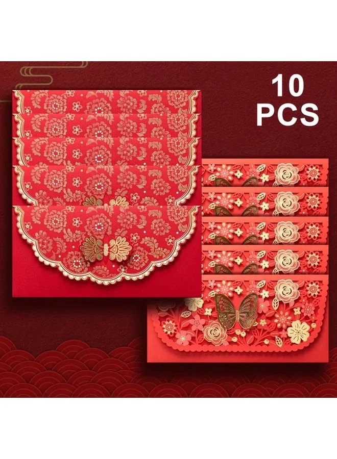 Premium Traditional Red Envelopes Gift Pouches for Lunar New Year Weddings and Birthdays (10 Pack) t7aqk