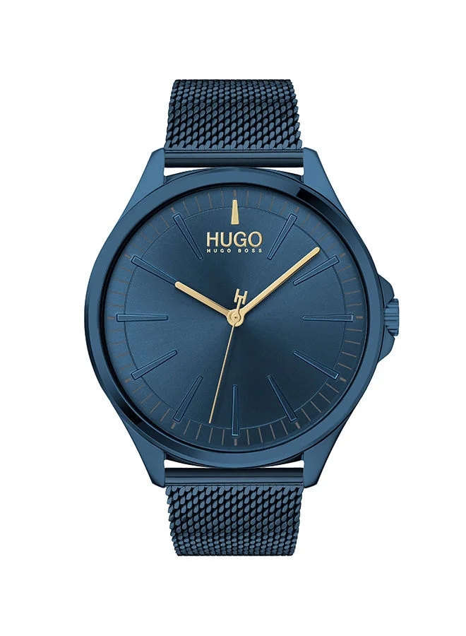 Premium Analog Quartz Wristwatch for Men with Blue Dial and Stainless Steel Band 6xfh9