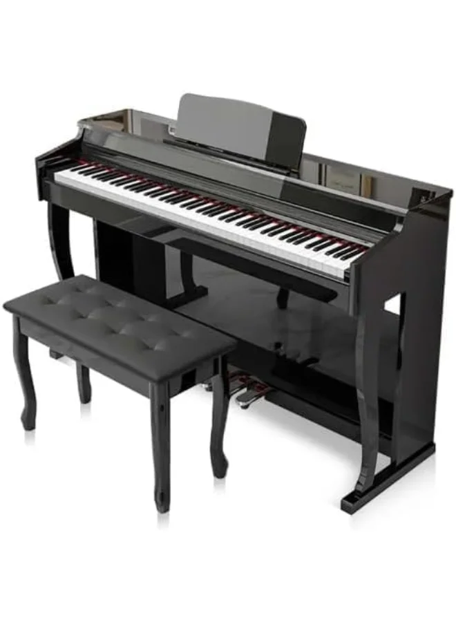 MegArya 88-Key Graded Hammer Action Digital Piano with Bench (Polished Black, Full Size) v2sdp