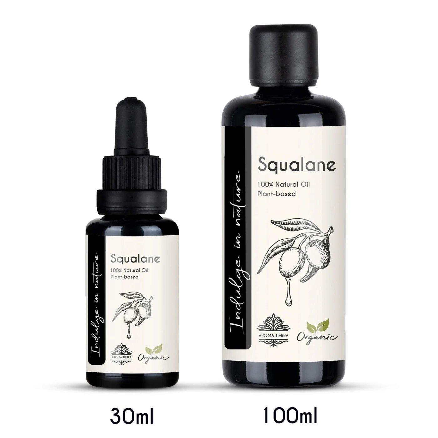 Aroma Tierra Organic Squalane Oil Olive-Derived Plant-Based Serum for Face and Hair Hydration (100 mL) bikyc
