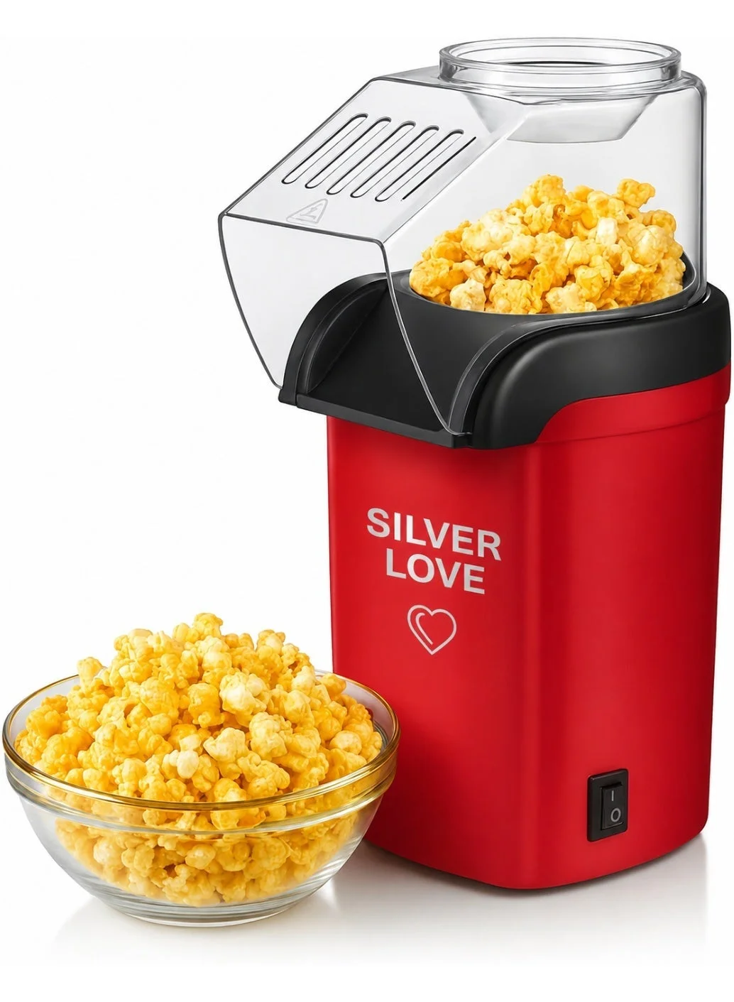 Premium Hot Air Popcorn Maker Countertop Electric Popper (Silver, 1200W) 8n7cy