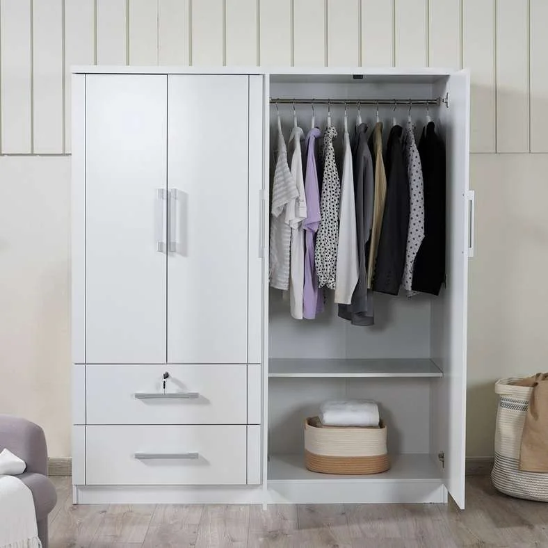 Pan Home Arlin 4 Door Wardrobe with 2 Drawers Premium Bedroom Storage Unit (White, 180 cm x 55 cm x 200 cm) 12694
