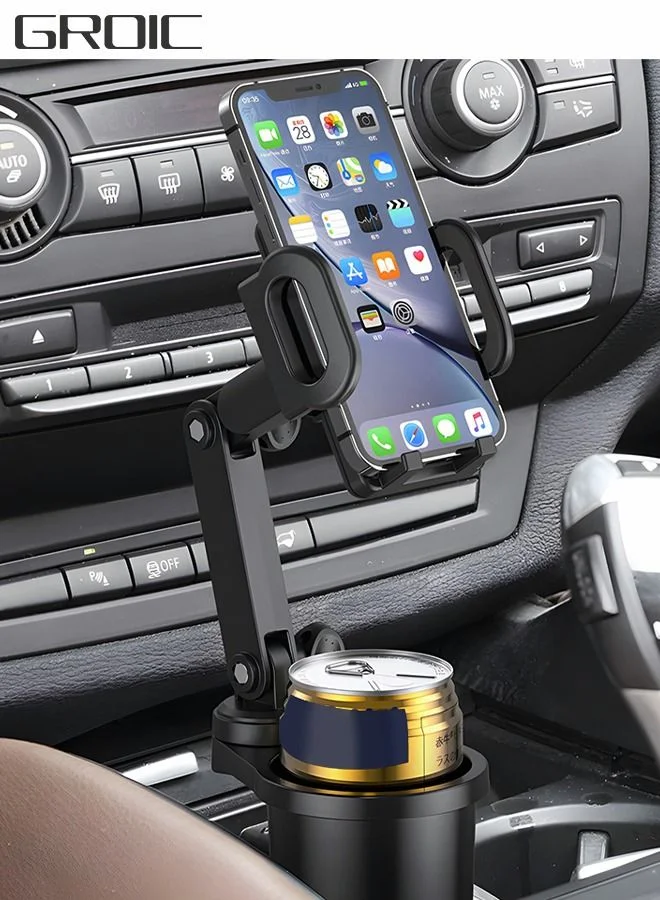 GROIC Car Cup Holder Phone Mount Adjustable Gooseneck 360¡ã Rotating Cradle (Black, 1 Pack) v82pr