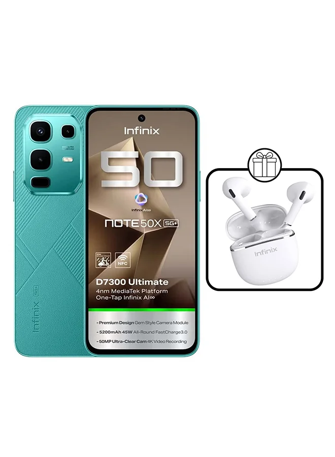 Infinix Note 50X 5G Smartphone 256GB 16GB RAM Dual SIM Sea Breeze Green (6.67-inch Display, 5200mAh Battery, Includes XE23 Earphones) ehb6q
