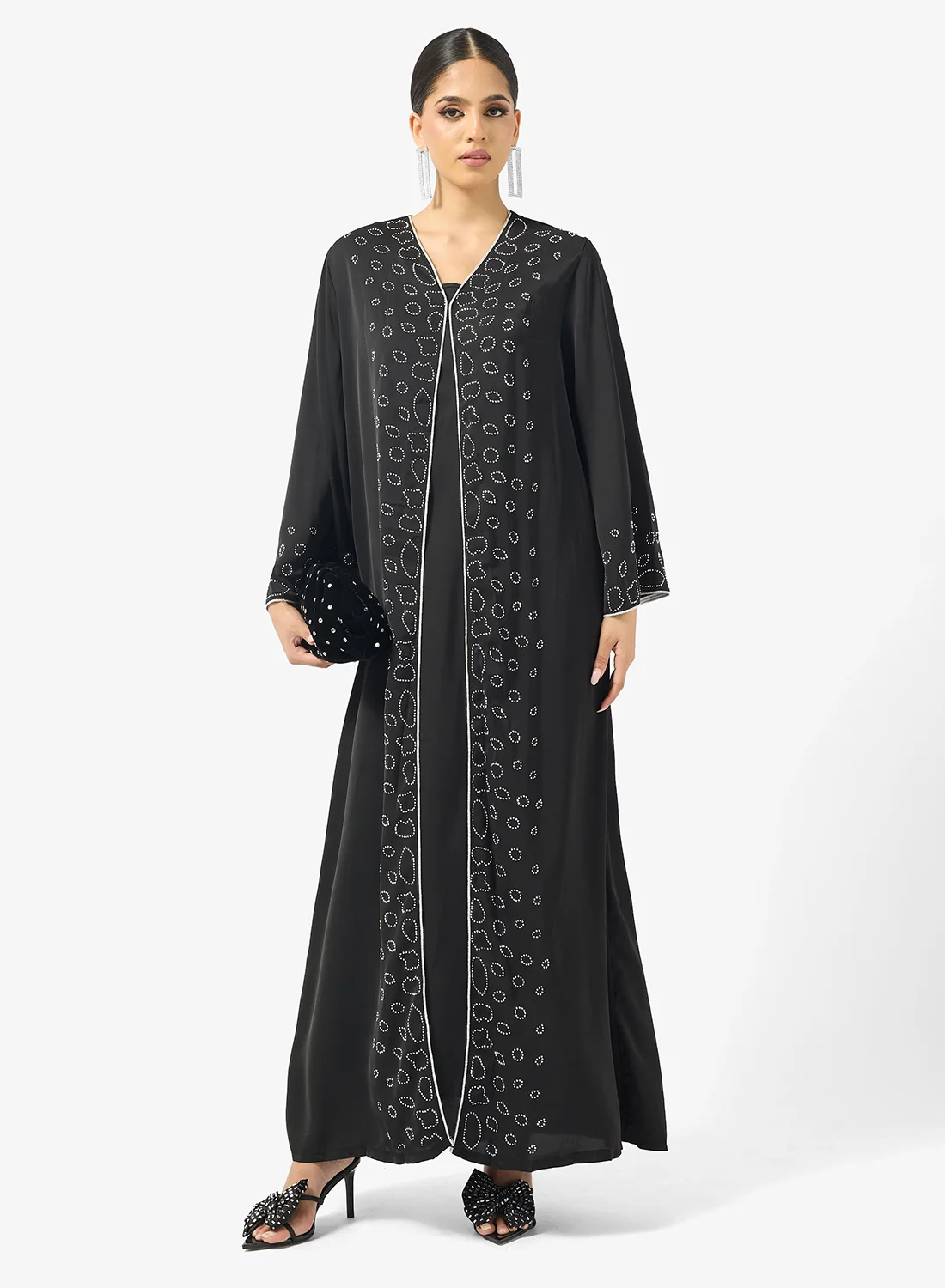 Khizana Embellished Abaya Premium Elegant Traditional Islamic Dress for Women (One Size) v11ig