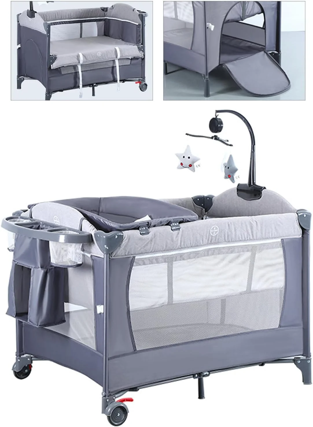 AUTOYSUR Portable Baby Crib and Travel Cot with Wheels (104 x 76 x 76 cm) oks7l