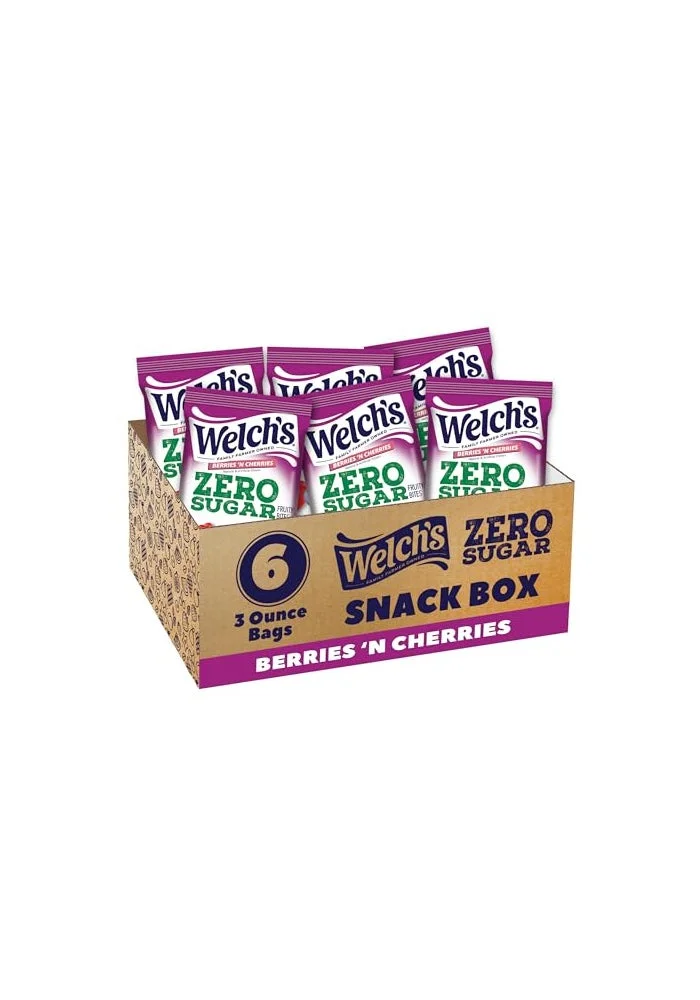 Fruit Snacks Zero Sugar Berries n Cherries Flavored Chewy Bites (Gluten Free, 6 Pack x 85g) 8mc04