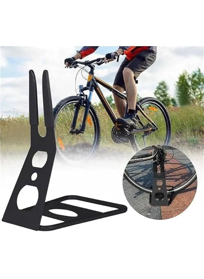 HOOKOR Metal Bicycle Floor Parking Rack Stand (Portable Adjustable Arm, For Mountain Road Hybrid Bikes) 62vzw