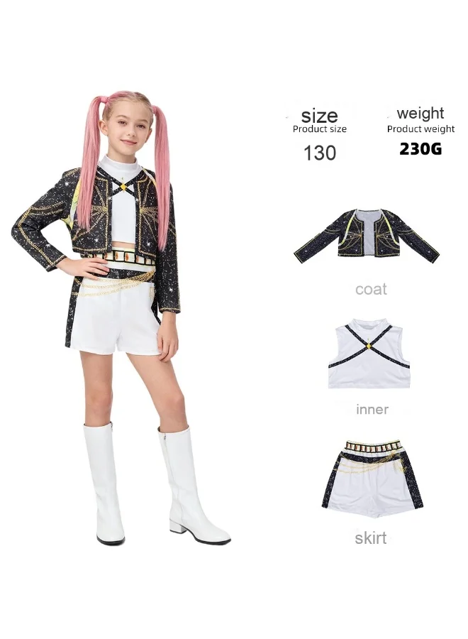 Premium Kpop Inspired Cosplay Performance Outfit for Girls Stage Costume (Size 140cm) luh3f