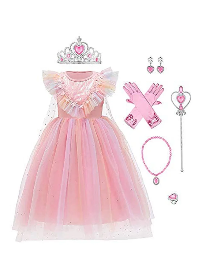XiuWoo Princess Snow Queen Costume Dress with Cape and Accessories (Blue, 68x68cm) 8sjso