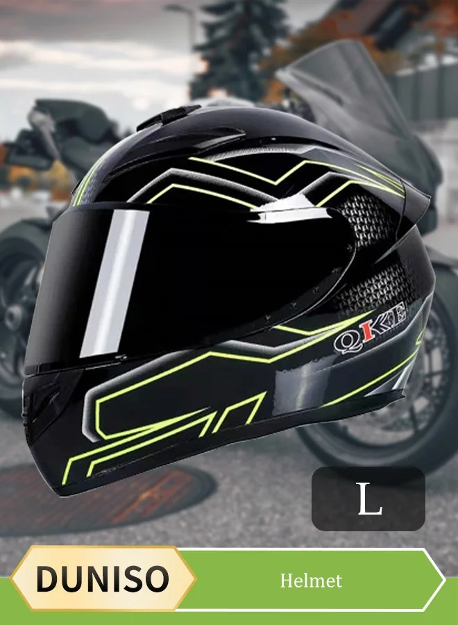 DUNISO Full Face Motorcycle Helmet Lightweight Protective Gear with Black Lens for Men and Women (Black, L) 5n4vd