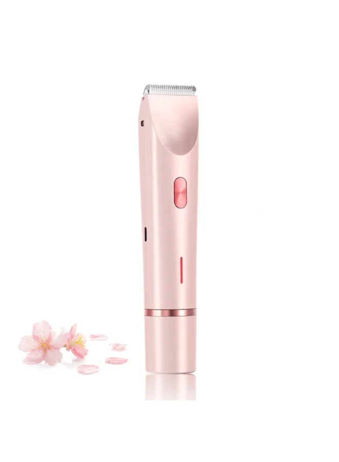 Zarra Traders 2-in-1 Electric Bikini Trimmer and Facial Hair Remover, Waterproof Rechargeable Lady Shaver for Face and Body (Pink) g1wcf
