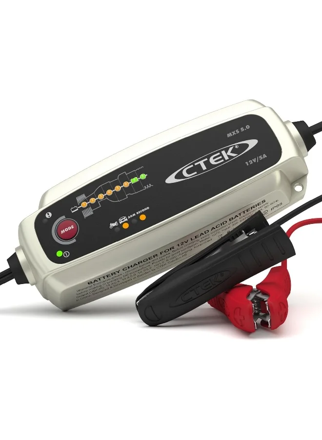 Smart Battery Charger and Maintainer for Cars and Motorcycles with Temperature Compensation and AGM Mode (12V, 5A) rva2p