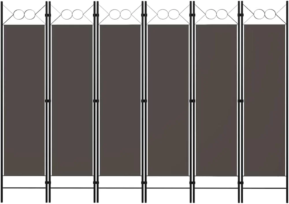 Premium 6-Panel Room Divider Privacy Screen Anthracite Fabric Partition (180 cm Height) 4nskd