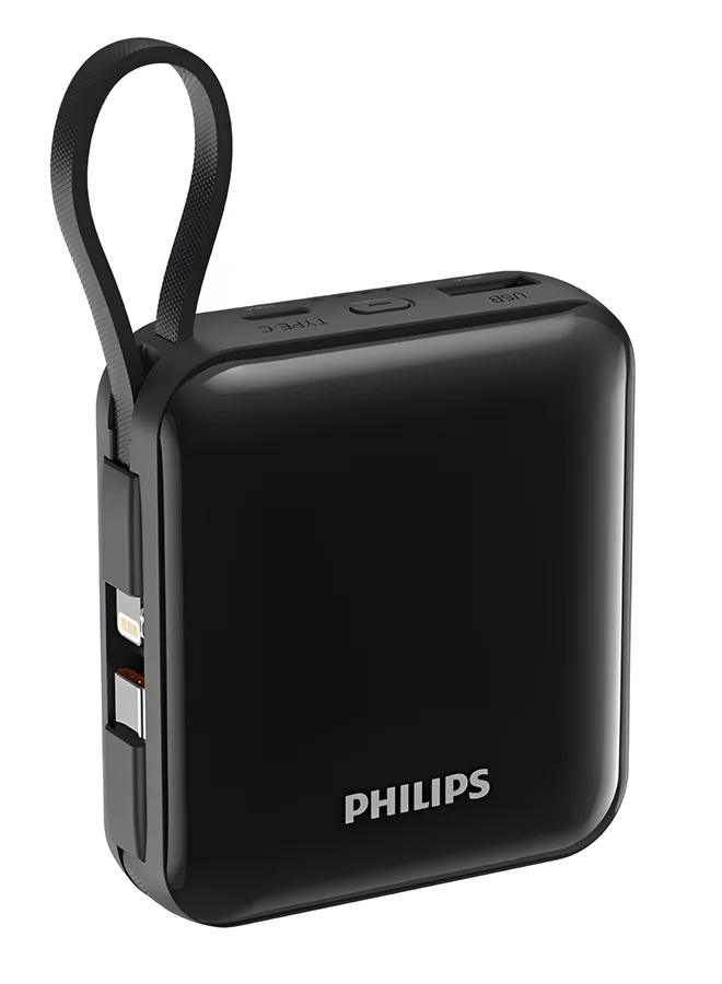 Premium 10000mAh Portable Power Bank, 22.5W PD Fast Charging with Built-in USB-C and Lightning Cables, Compact Travel Charger with LED Display (Black, 10000mAh) 83yk4