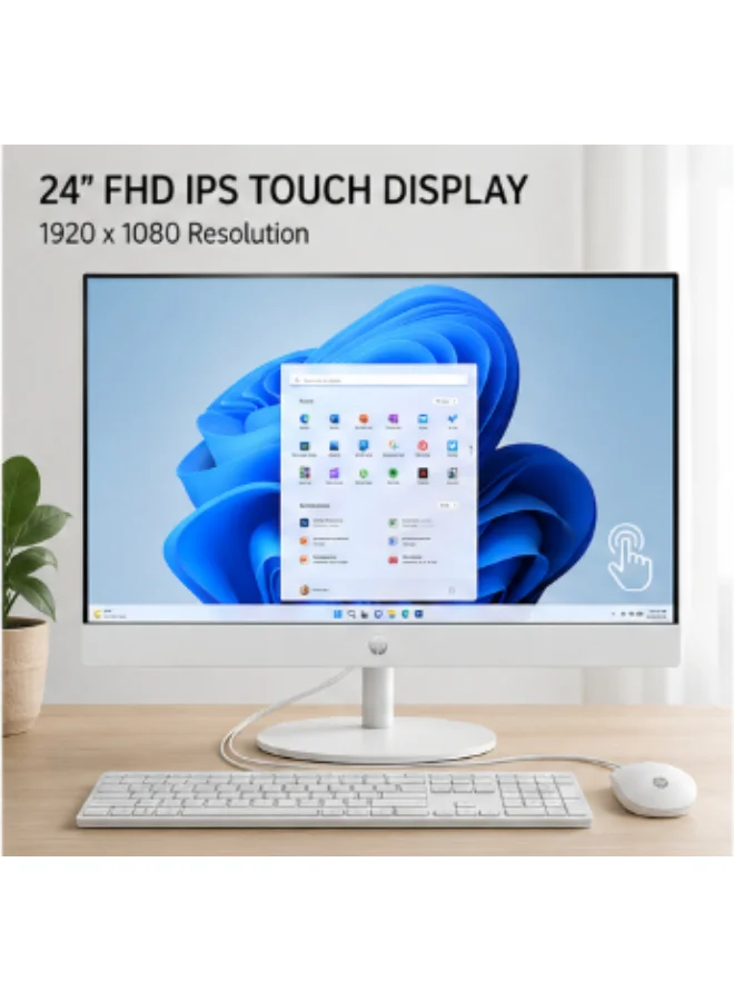 All-in-One Desktop Computer 24-inch FHD IPS Touch Display Intel Core Ultra 7 8GB RAM 512GB SSD Windows 11 Pro (Snow White) 8we8l