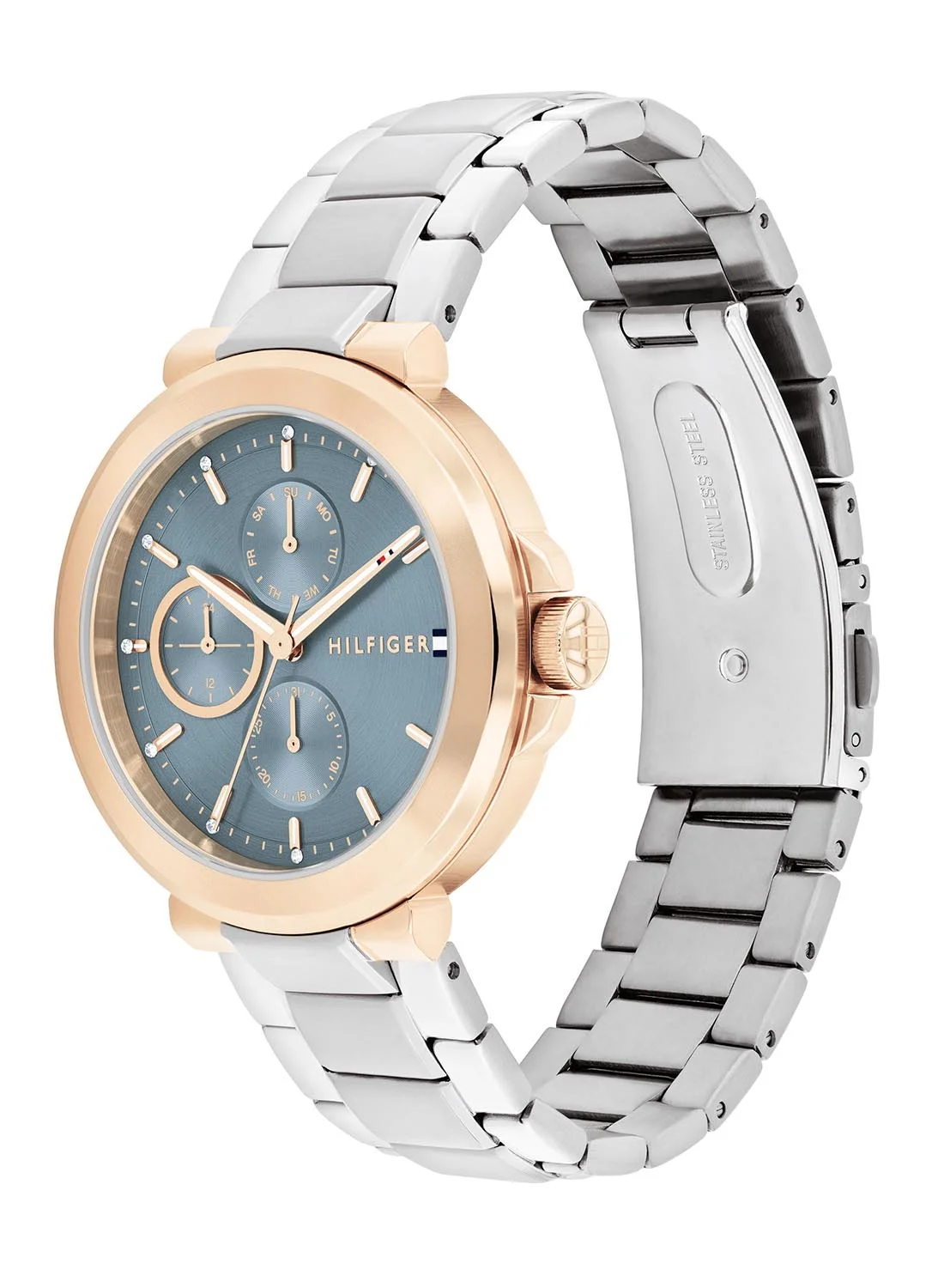 Premium Round Analog Women's Watch Stainless Steel Band Blue Case (One Size) yuj7a