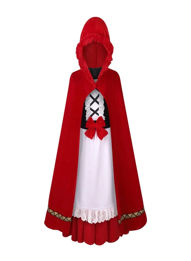 TOONRAIN Little Red Riding Hood Costume Dress with Cloak Premium Fairytale Outfit for Girls (Red, 4-6 Years) af5c2