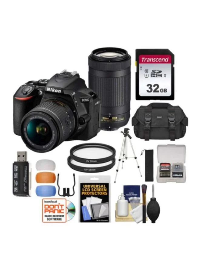 Premium Digital SLR Camera Bundle with 18-55mm and 70-300mm Lenses, 24.2MP High-Resolution Sensor, Wi-Fi, NFC, and Bluetooth Connectivity (Black) 3zkqk