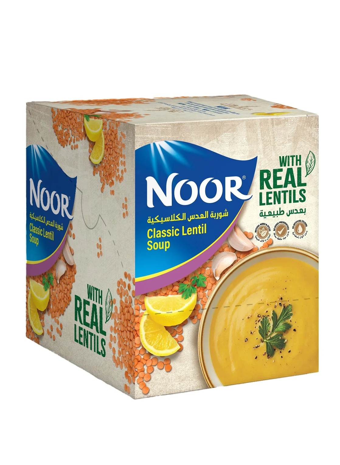 Noor Classic Lentil Soup Premium Ready-to-Eat Savory Meal (Pack of 12 x 400g) xugeg