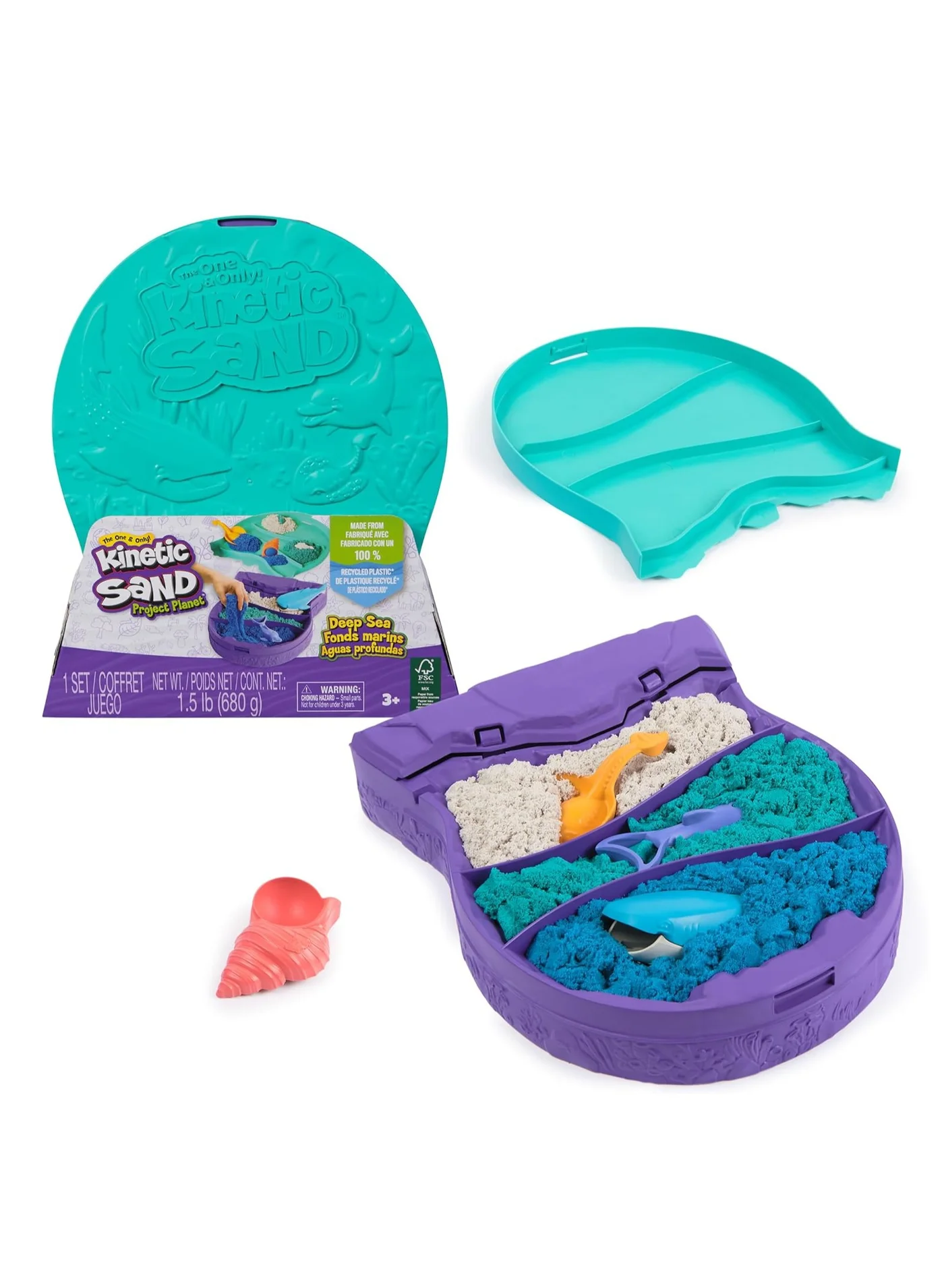 Kinetic Sand Deep Sea Sensory Play Set (Non-Toxic Moldable Sand, 450g) e7rbf
