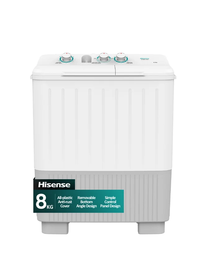 Premium Twin Tub Washing Machine 7 kg Capacity Floor Standing Laundry Appliance (White, 7 kg) iw7cw
