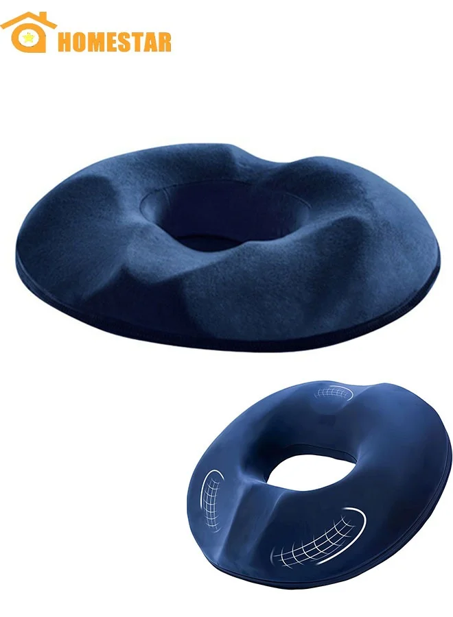 HOMESTAR Memory Foam Tailbone Pillow Seat Cushion (Blue, 45x35x7cm) Premium Orthopedic Support for Car Office and Home Use 7tv4x