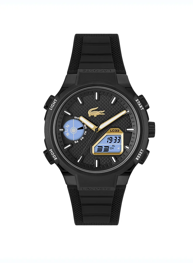 Premium Analog Quartz Men's Watch with Black Dial and Durable Silicone Strap (42mm) hq0rh