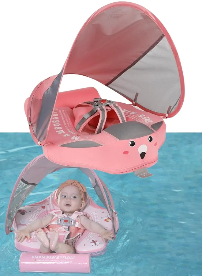 Mambobaby Non-Inflatable Baby Pool Float with Canopy and Harness (Pink, 3 Months-4 Years) gj7jq