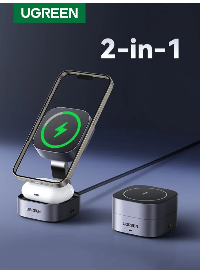 Ugreen 2-in-1 Foldable Wireless Charging Station Premium Fast Charger for Smartphones and Earbuds (7.5W) gq02b