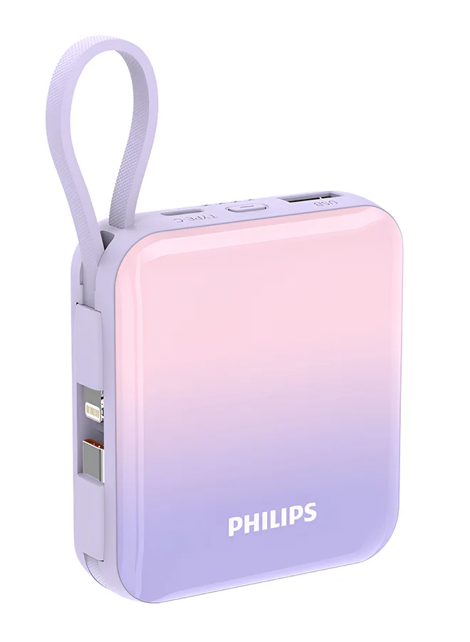 Premium Portable Power Bank 10000mAh 22.5W Fast Charging with Built-in USB-C and Lightning Cables (Pink, 10000mAh) c9hxe