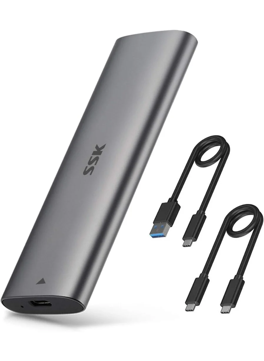 SSK M.2 NVMe SATA SSD Enclosure Aluminum USB 3.2 Gen 2 10Gbps External Adapter (Tool-Free, Supports 2242 2260 2280 SSD) 0txcf