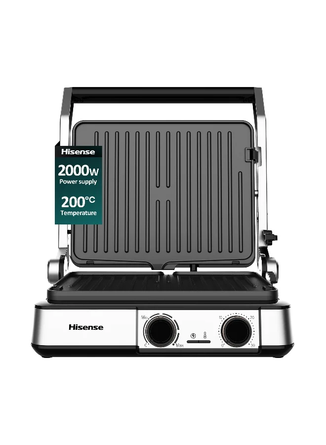 Premium 2000W Sandwich Maker with Reversible Non-Stick Plates and 180-Degree Open Grill (Black, 2000W) 9t9ll