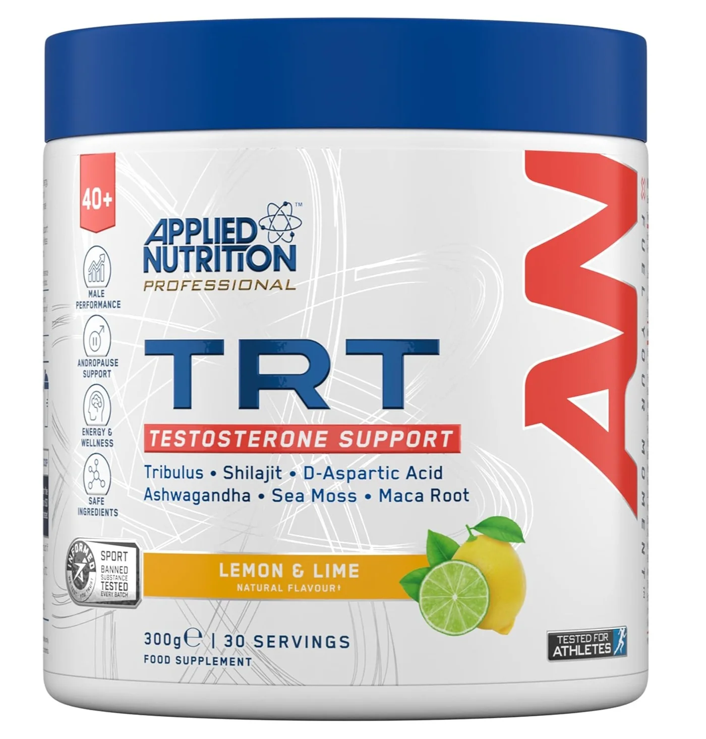 Applied Nutrition Testosterone Support Powder Premium Herbal Blend (Lemon & Lime, 300g) 68zu7