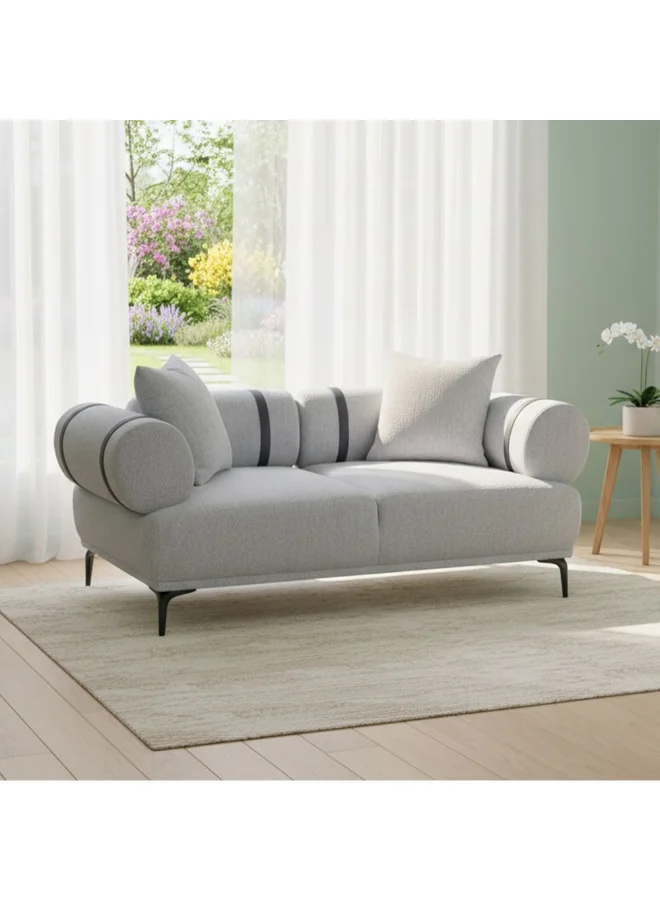Danube Home Evie 2 Seater Fabric Sofa Premium Upholstered Living Room Furniture (Light Grey, 150 cm) kqp8w
