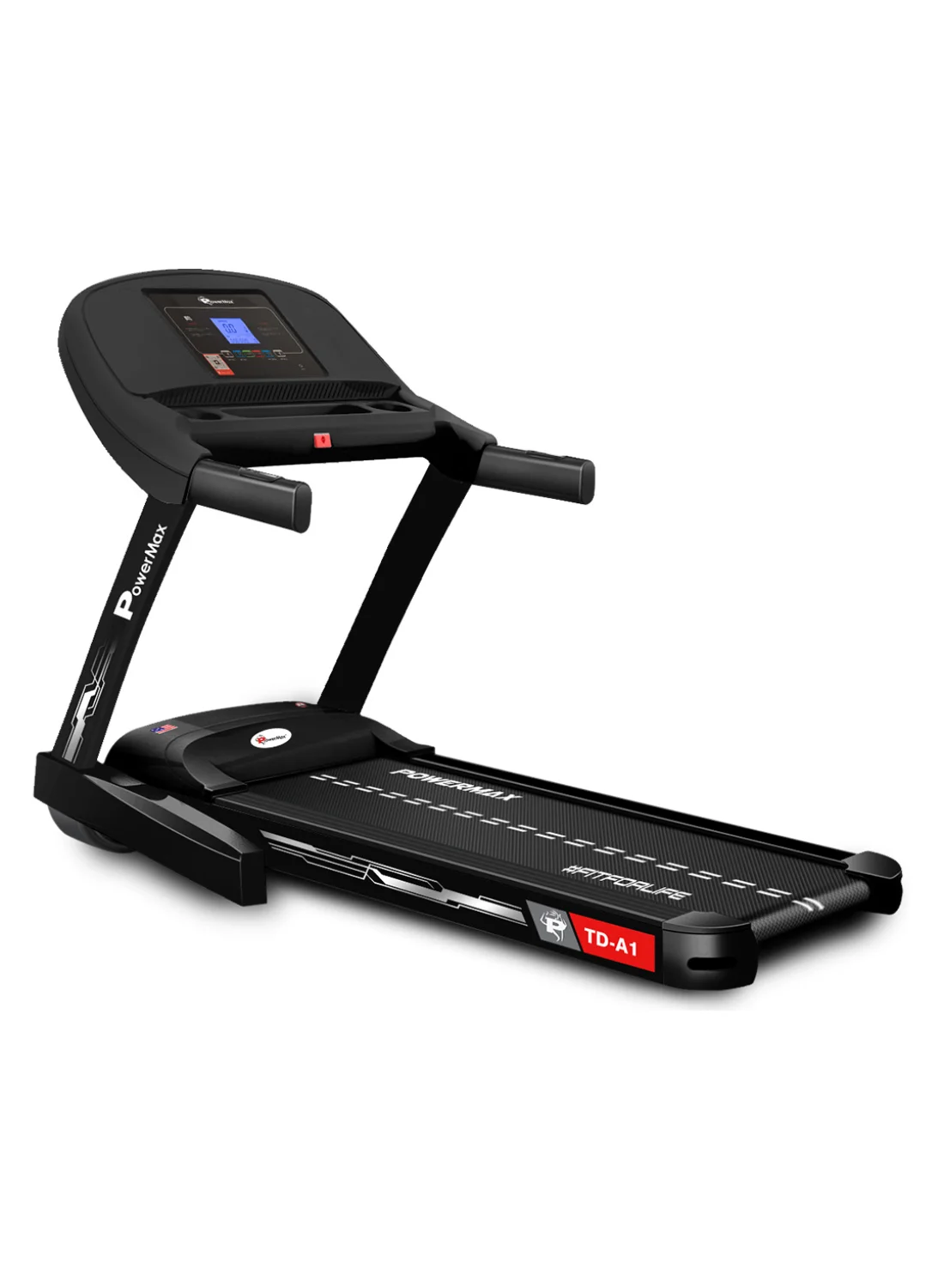 PowerMax Fitness Td-A1 Foldable Treadmill with 6HP BLDC Motor and 15 Level Auto-Incline (120kg Capacity, 14km/h Speed) rh4z9