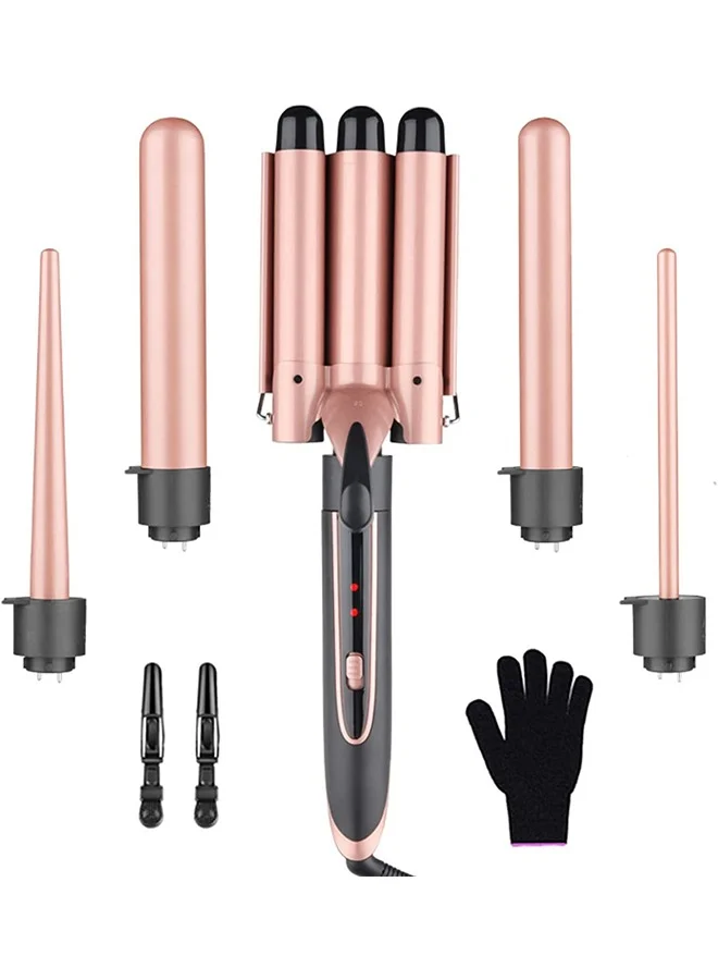 Beauenty 5-in-1 Professional Curling Wand Set with Interchangeable Ceramic Barrels (9-32mm) LED Temperature Control and Heat Resistant Glove oylcn