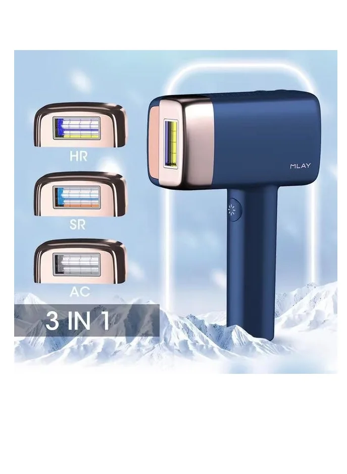 MLAY T14 Multi-Function Light-Based Hair Removal Device with 3 Interchangeable Lenses for Body and Facial Care (1 Unit) sjhk4