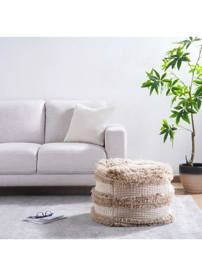 Pan Home Arlet Pouf Cover Premium Cotton Decorative Floor Cushion Case (Natural, 43x43cm) yhe3u