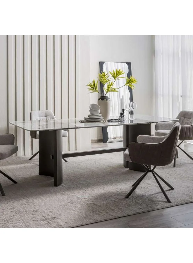 Pan Home Vedette 8 Seater Dining Table Premium Glass Top (Beige Grey, 8 Seater) dkqy7