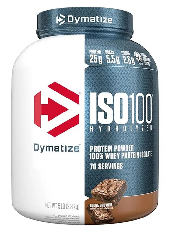 Dymatize ISO100 Hydrolyzed Whey Protein Powder Fudge Brownie Premium Muscle Recovery Supplement (2.27 kg) 6s8rv