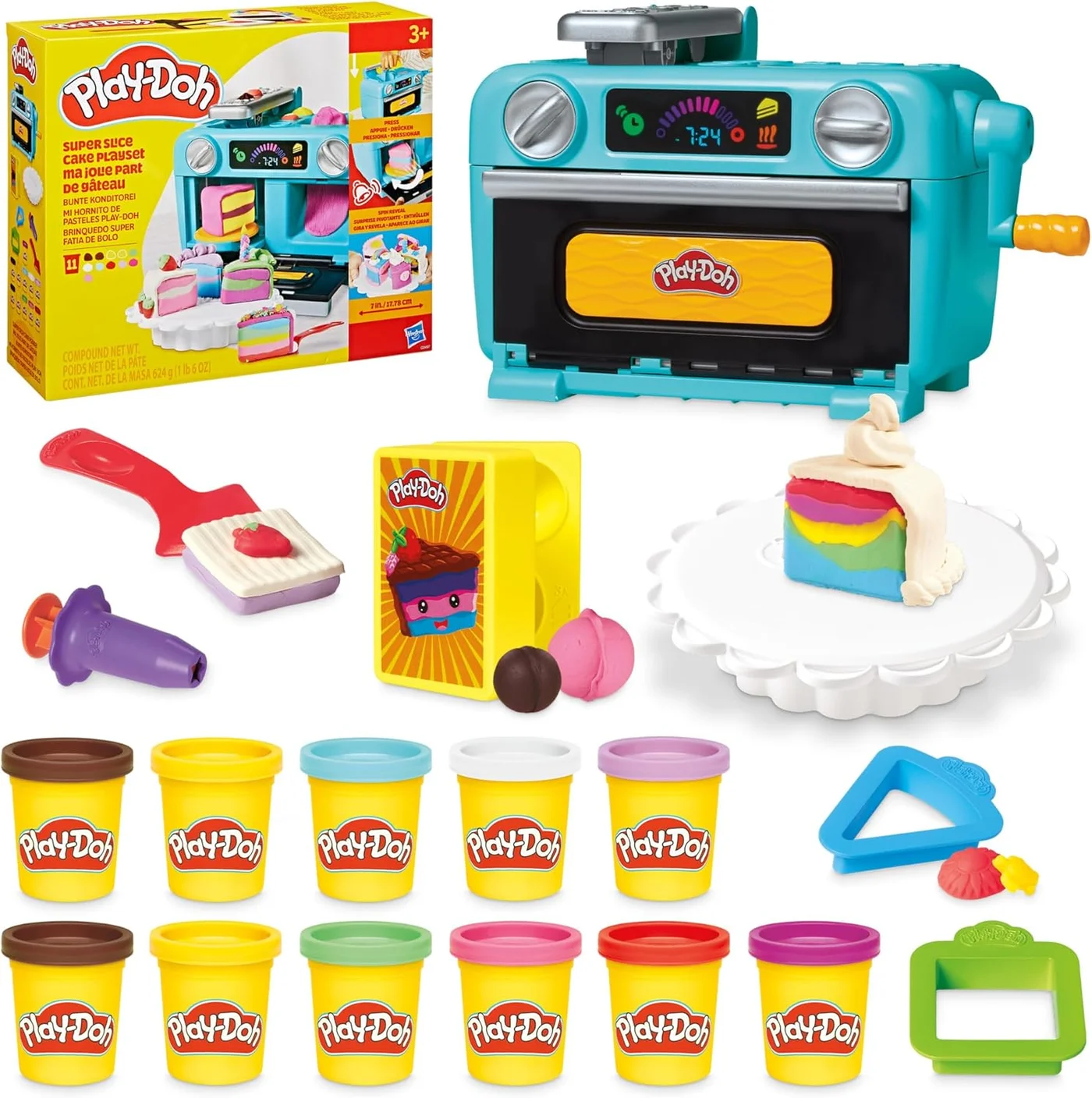 Creative Cake Baking Playset with Toy Oven and 11 Modeling Compound Packs for Kids c3bu6