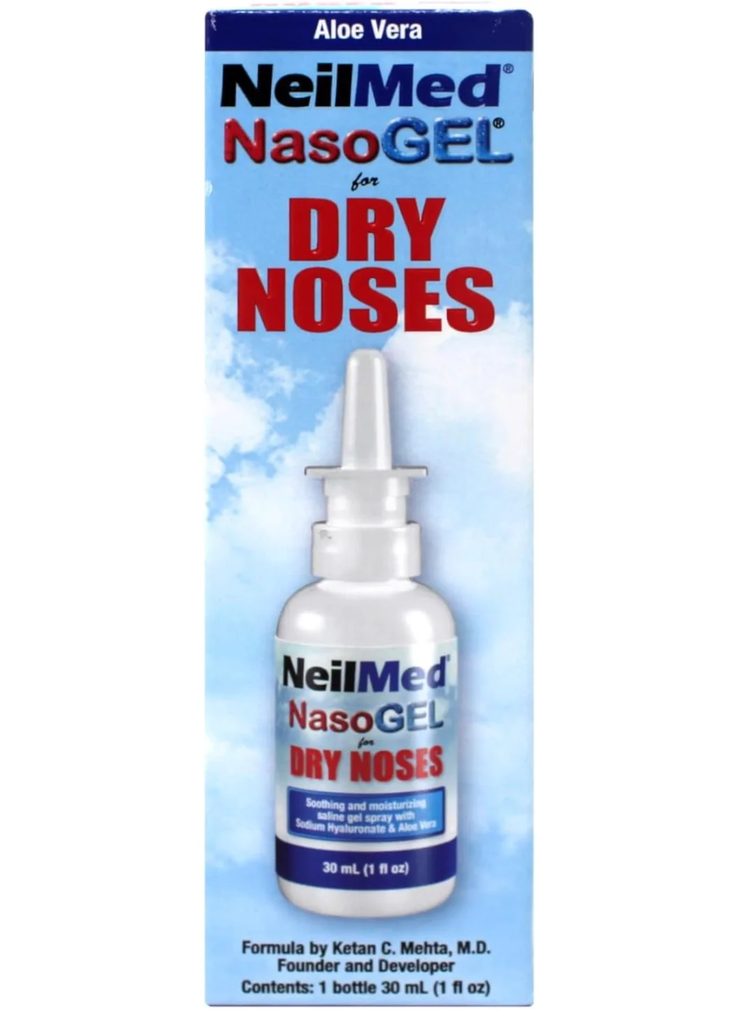 Nasogel Nasal Moisturizing Gel Spray with Aloe Vera and Sodium Hyaluronate (30 mL) n0jhb