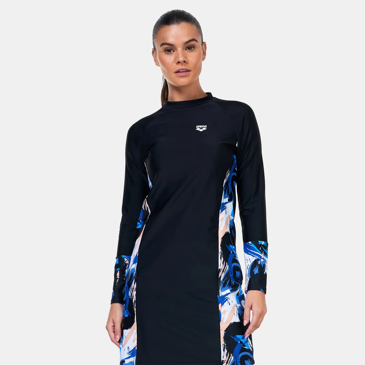 Premium Modesty Swimming Tunic for Women Full Coverage Swimwear (Black, Medium) jlzxd