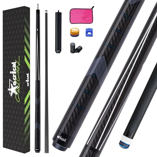 CRICAL Carbon Fiber Pool Cue Stick 58-Inch Professional Low Deflection Billiard Cue with 3/8-8 Pin Joint and 12.5mm Tip 79vvc
