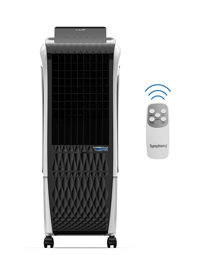 Symphony Portable Tower Air Cooler with 3-Side Honeycomb Pads and Touchscreen Control (Black, 20 L) m7q17